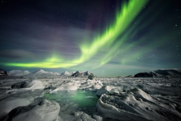 East Greenland, Scoresby Sund, Aurora Borealis