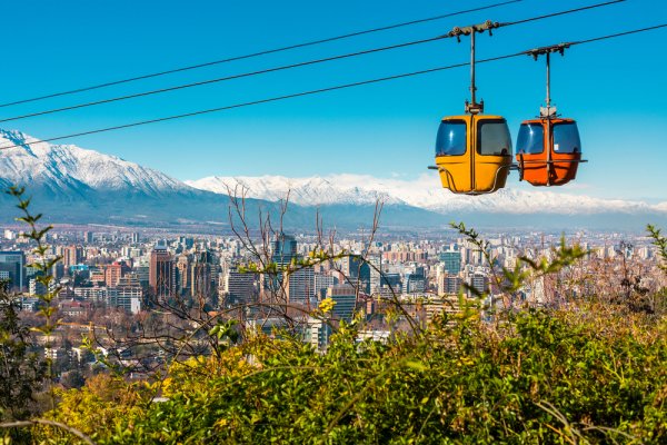 Cable car in San Cristobal hill in Santiago,Chile Cable car in San Cristobal hill in Santiago,Chile