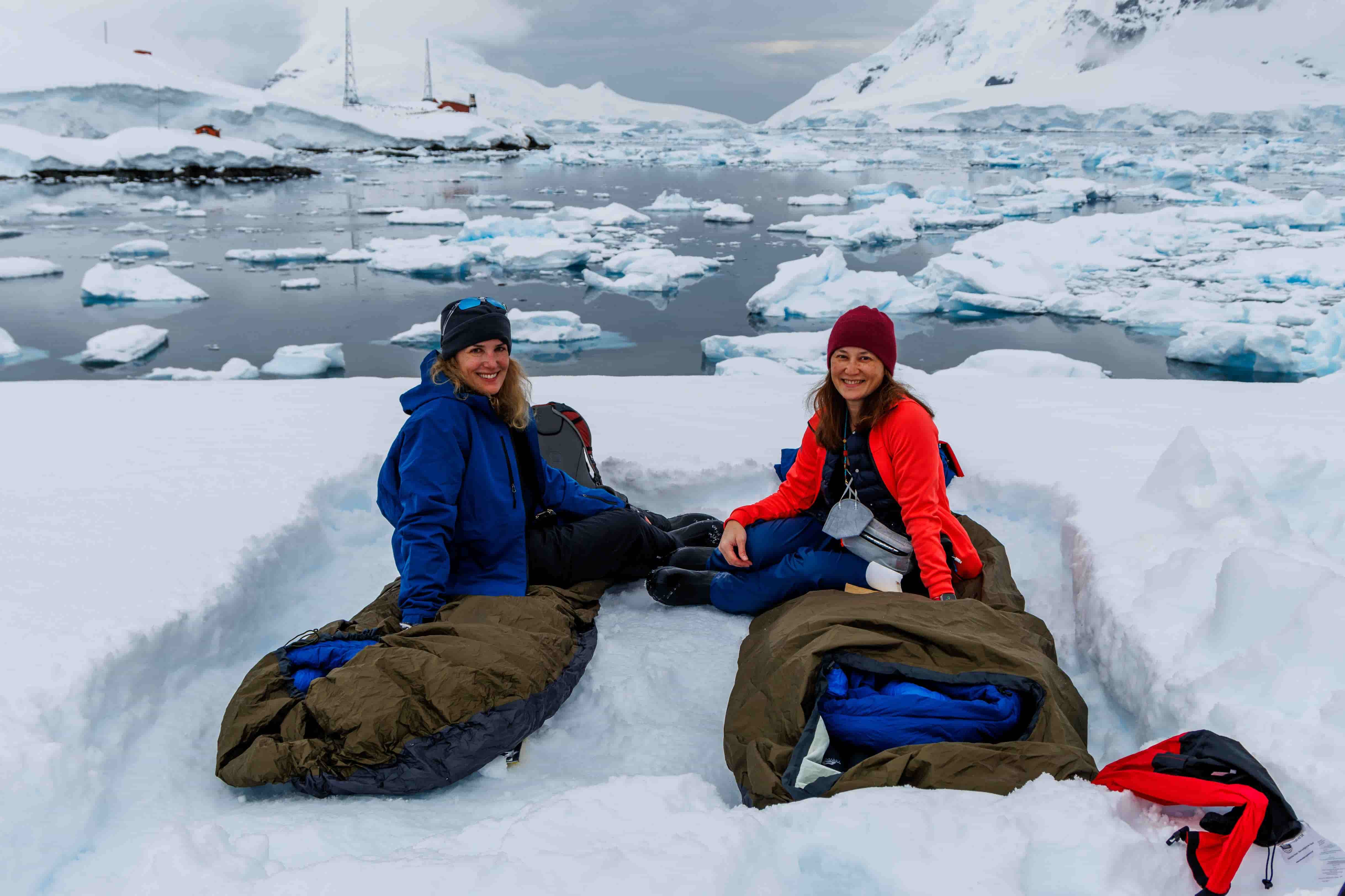Camping on the ice.