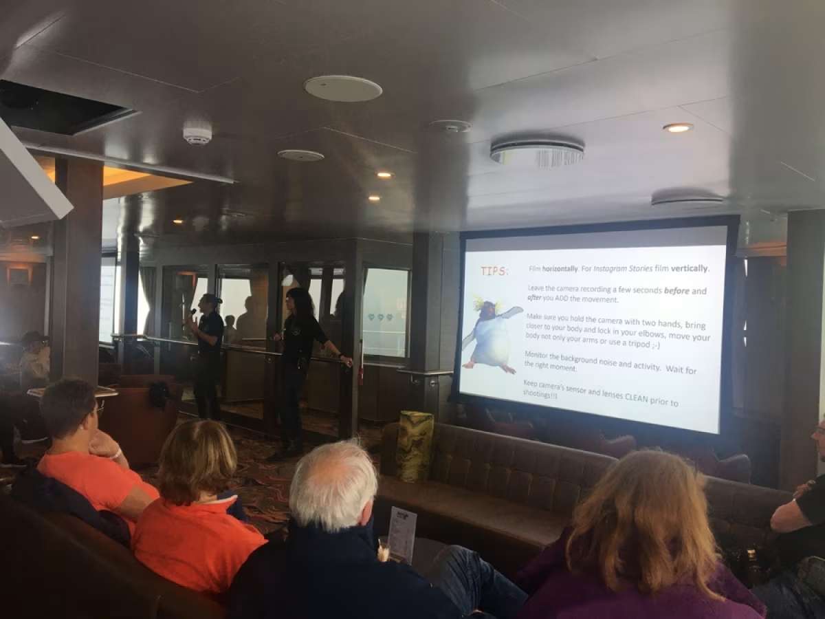 Science workshop onboard while cruising Antarctica.